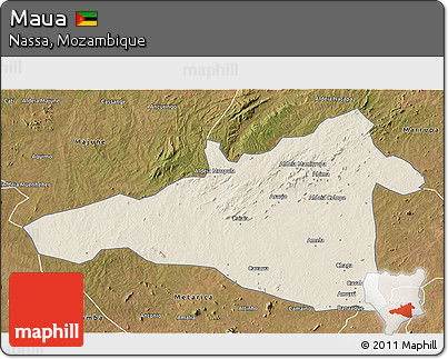 Shaded Relief 3D Map of Maua, satellite outside