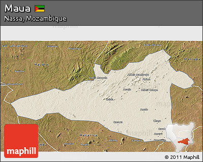 Shaded Relief 3D Map of Maua, satellite outside