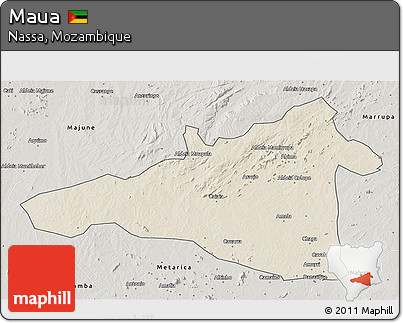 Shaded Relief 3D Map of Maua, semi-desaturated
