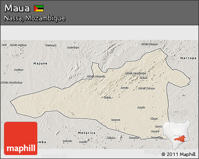 Shaded Relief 3D Map of Maua, semi-desaturated
