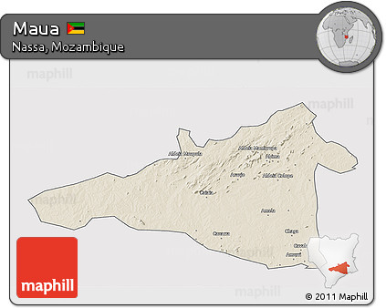Shaded Relief 3D Map of Maua, single color outside