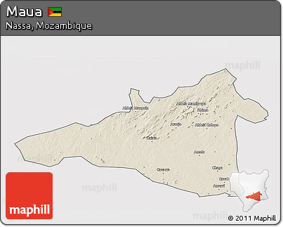 Shaded Relief 3D Map of Maua, single color outside