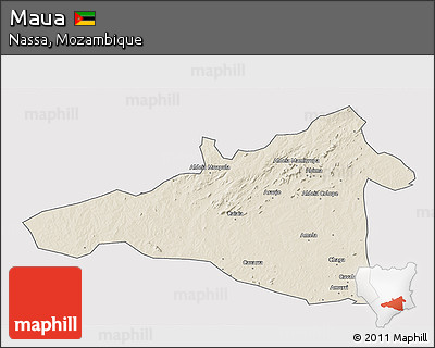 Shaded Relief 3D Map of Maua, single color outside