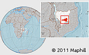 Gray Location Map of Maua, highlighted parent region, hill shading