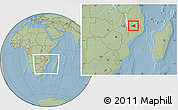 Savanna Style Location Map of Maua, within the entire country, hill shading