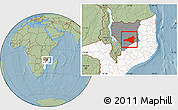 Savanna Style Location Map of Maua, highlighted country, highlighted parent region, hill shading