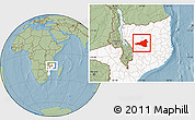 Savanna Style Location Map of Maua, highlighted country, hill shading