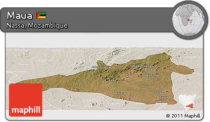 Satellite Panoramic Map of Maua, lighten