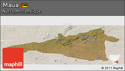 Satellite Panoramic Map of Maua, lighten