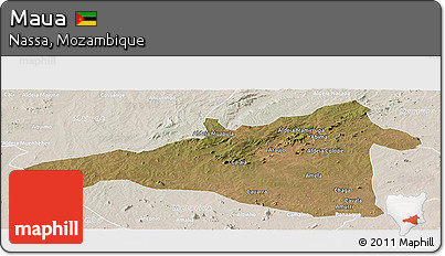 Satellite Panoramic Map of Maua, lighten