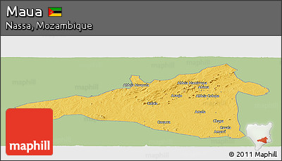 Savanna Style Panoramic Map of Maua, single color outside