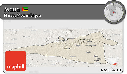 Shaded Relief Panoramic Map of Maua, lighten