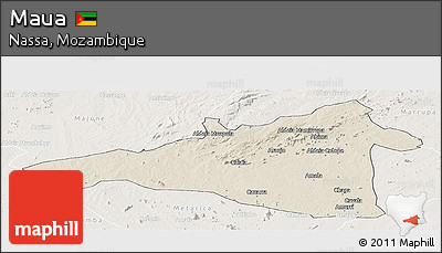 Shaded Relief Panoramic Map of Maua, lighten