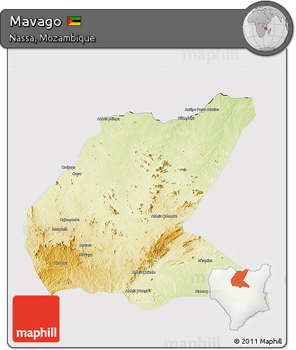 Physical 3D Map of Mavago, cropped outside