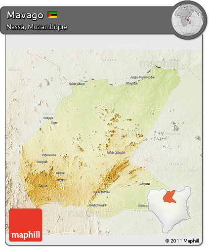 Physical 3D Map of Mavago, lighten