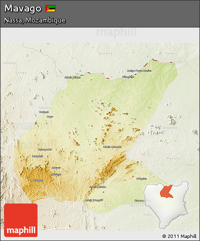 Physical 3D Map of Mavago, lighten