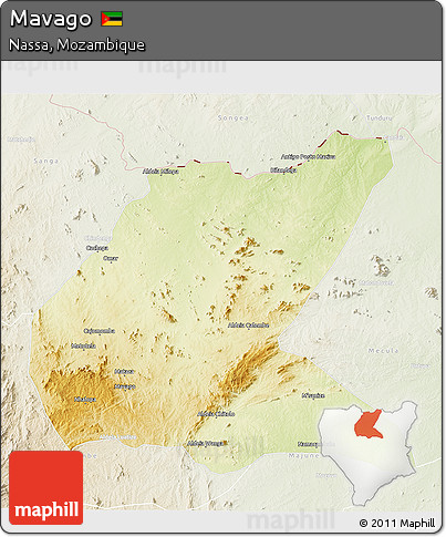 Physical 3D Map of Mavago, lighten