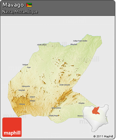 Physical 3D Map of Mavago, single color outside