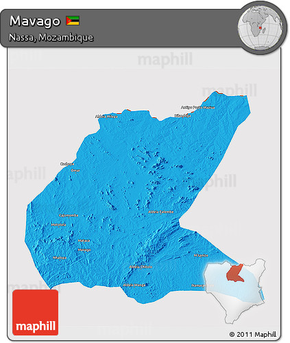 Political 3D Map of Mavago, cropped outside