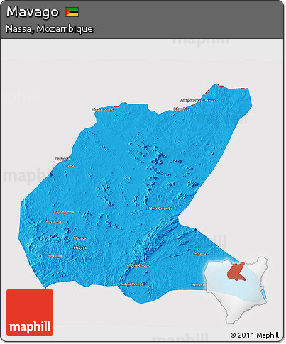 Political 3D Map of Mavago, cropped outside