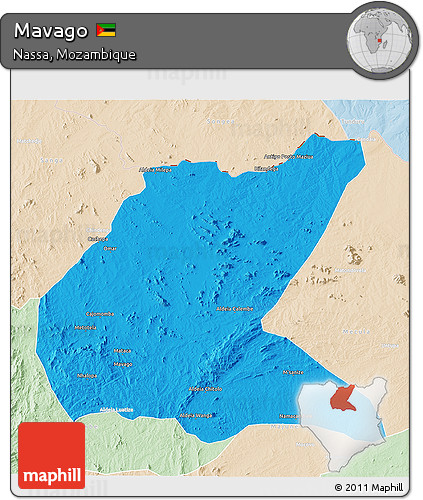 Political 3D Map of Mavago, lighten