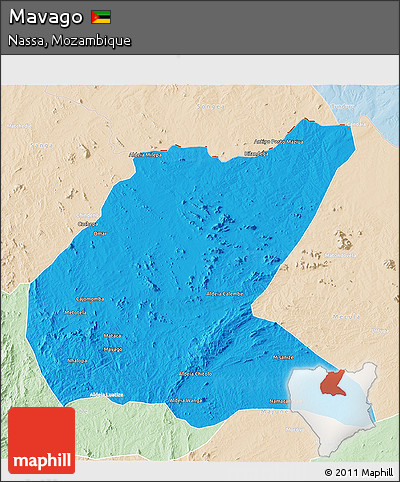 Political 3D Map of Mavago, lighten