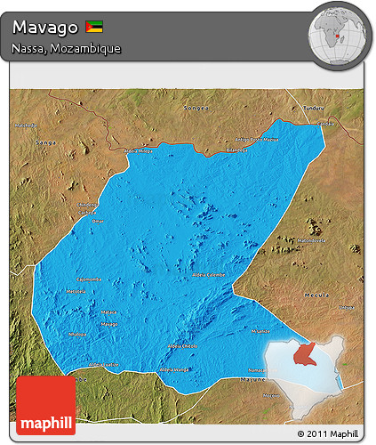 Political 3D Map of Mavago, satellite outside