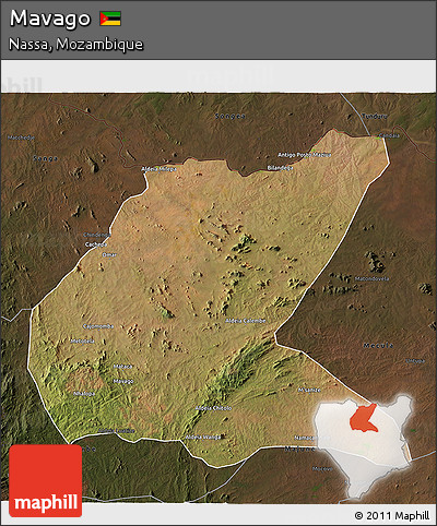 Satellite 3D Map of Mavago, darken