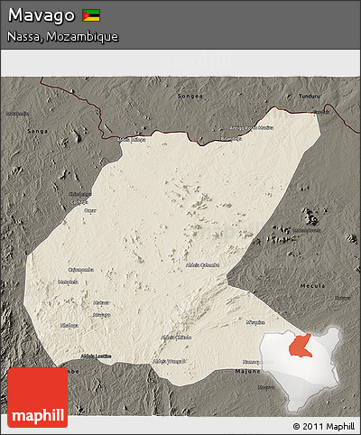 Shaded Relief 3D Map of Mavago, darken