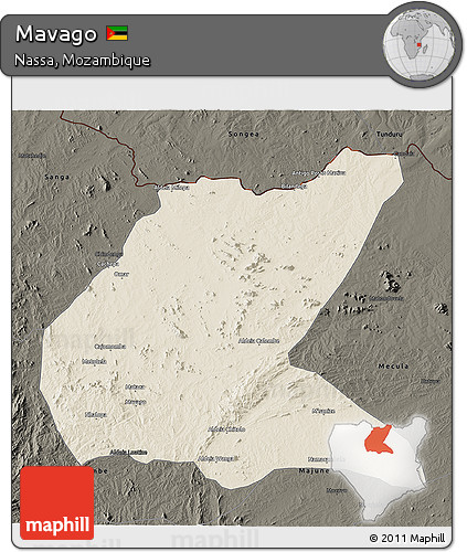 Shaded Relief 3D Map of Mavago, darken