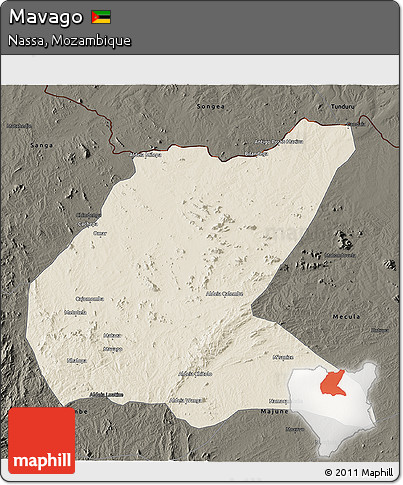 Shaded Relief 3D Map of Mavago, darken