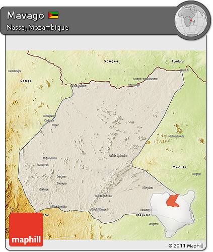 Shaded Relief 3D Map of Mavago, physical outside