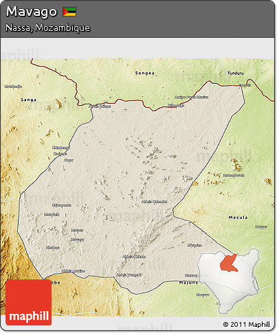 Shaded Relief 3D Map of Mavago, physical outside