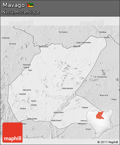 Silver Style 3D Map of Mavago