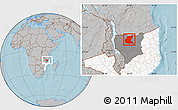Gray Location Map of Mavago, highlighted country, highlighted parent region, hill shading