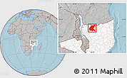 Gray Location Map of Mavago, highlighted country, hill shading
