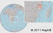 Gray Location Map of Mavago, highlighted parent region, within the entire country, hill shading