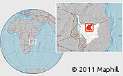 Gray Location Map of Mavago, highlighted parent region, hill shading