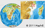 Physical Location Map of Mavago, highlighted country, within the entire country