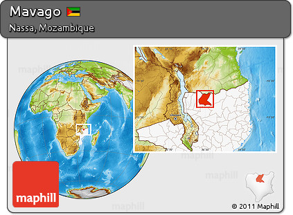 Physical Location Map of Mavago, highlighted country
