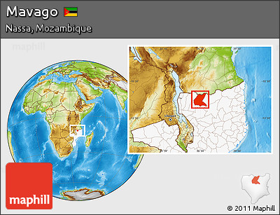 Physical Location Map of Mavago, highlighted country