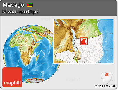 Physical Location Map of Mavago, highlighted country