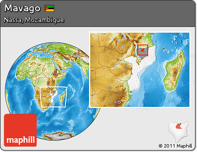 Physical Location Map of Mavago, highlighted country, highlighted parent region, within the entire country