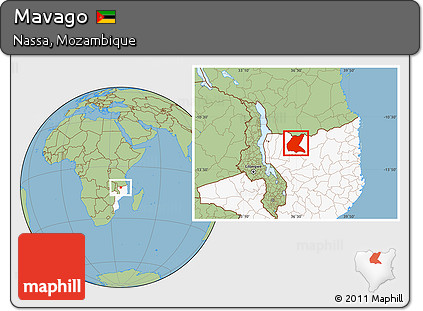 Savanna Style Location Map of Mavago, highlighted country