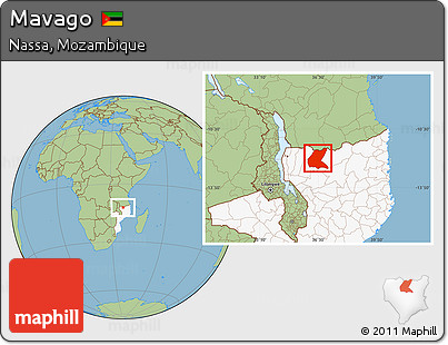 Savanna Style Location Map of Mavago, highlighted country