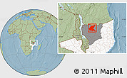 Savanna Style Location Map of Mavago, highlighted country, highlighted parent region, hill shading