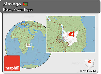 Savanna Style Location Map of Mavago, highlighted parent region