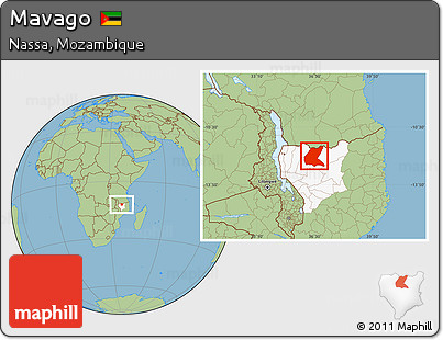 Savanna Style Location Map of Mavago, highlighted parent region