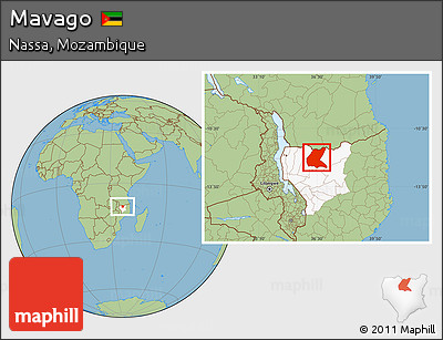 Savanna Style Location Map of Mavago, highlighted parent region