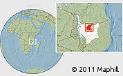 Savanna Style Location Map of Mavago, highlighted parent region, hill shading